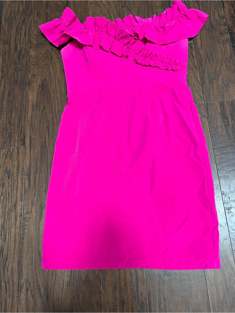 Posh Couture Ruffle Sheath Cocktail Dress in Vibrant Pink